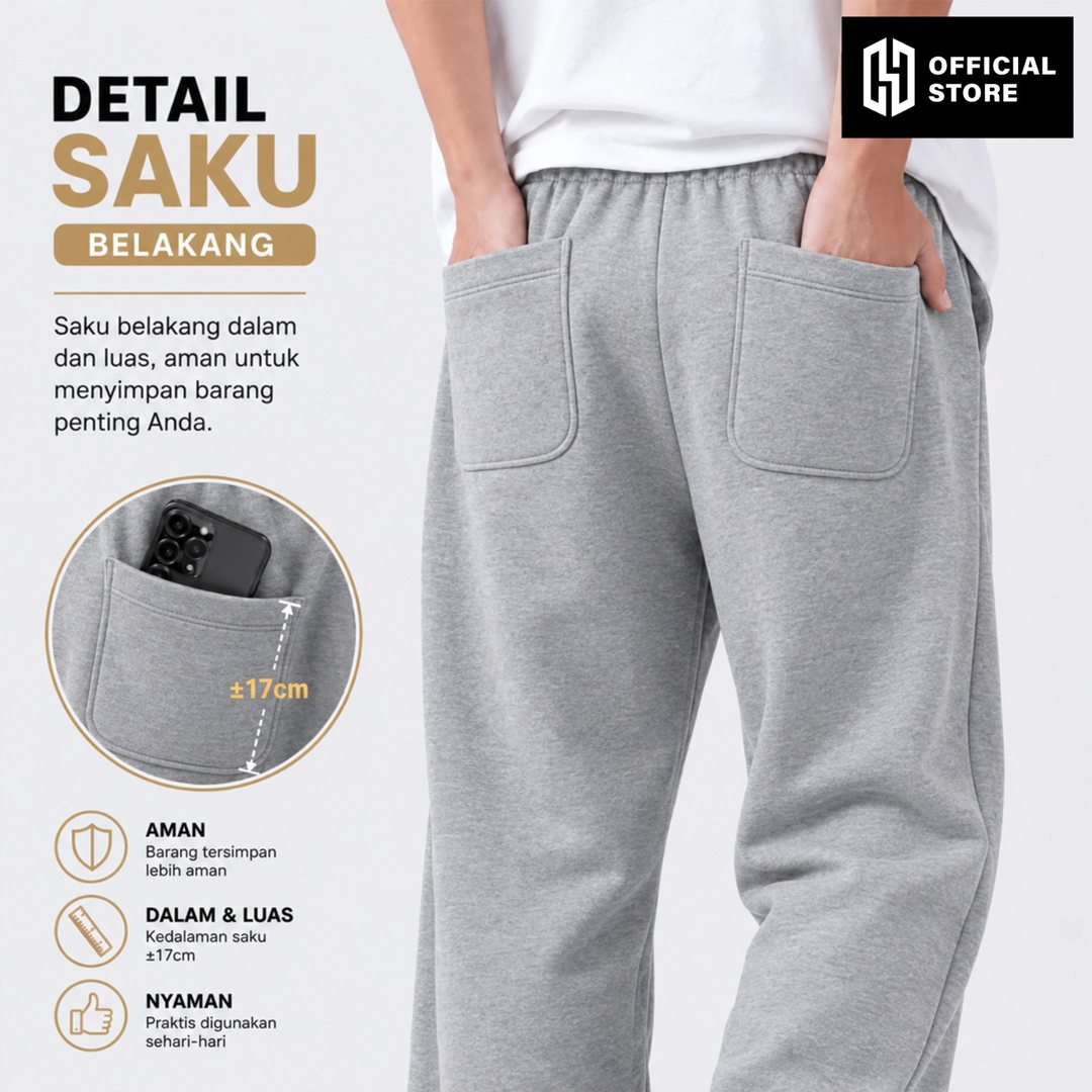 Detail saku belakang sweatpants