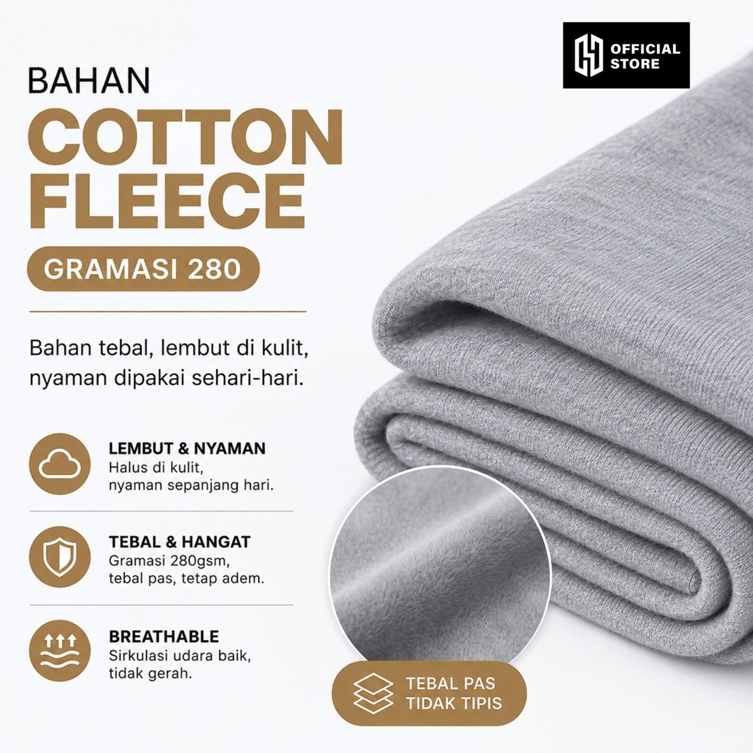 Bahan cotton fleece gramasi 280